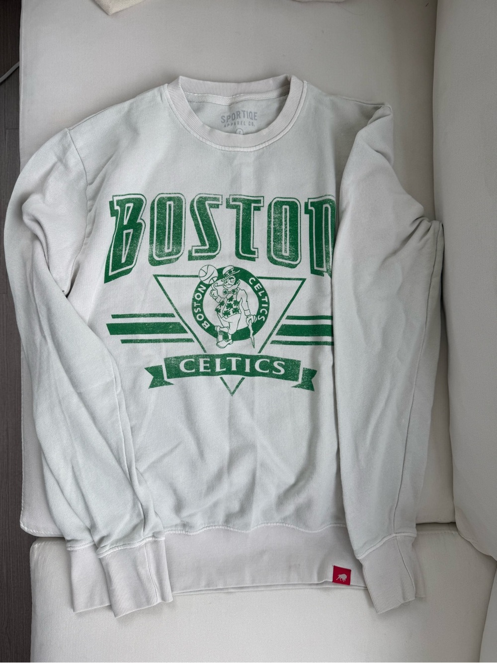 Sportiqe Boston Celtics White Crewneck Sweatshirt